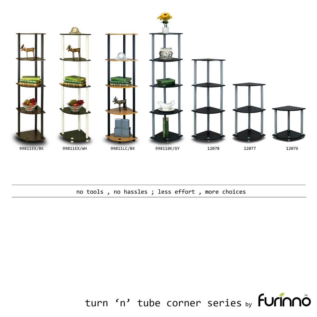 5-Tier Corner Display Shelf Bookcase in Espresso & Black
