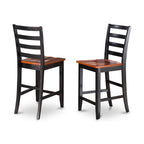 East West Furniture FAIR7-BLK-W Fairwind 7 Piece Kitchen Counter Height Set Consist of a Square Pub Table with Pedestal and 6 Dining Room Chairs, 54x54 Inch