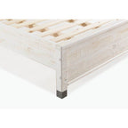 Full Size Solid Wood Platform Bed Frame with Headboard in Rustic White Finish