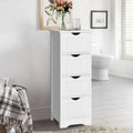 Modern Farmhouse 4-Drawer Bathroom Linen Floor Cabinet in White Wood Finish