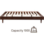 Full size Mid-Century Modern Platform Bed Frame in Dark Brown Wood Finish