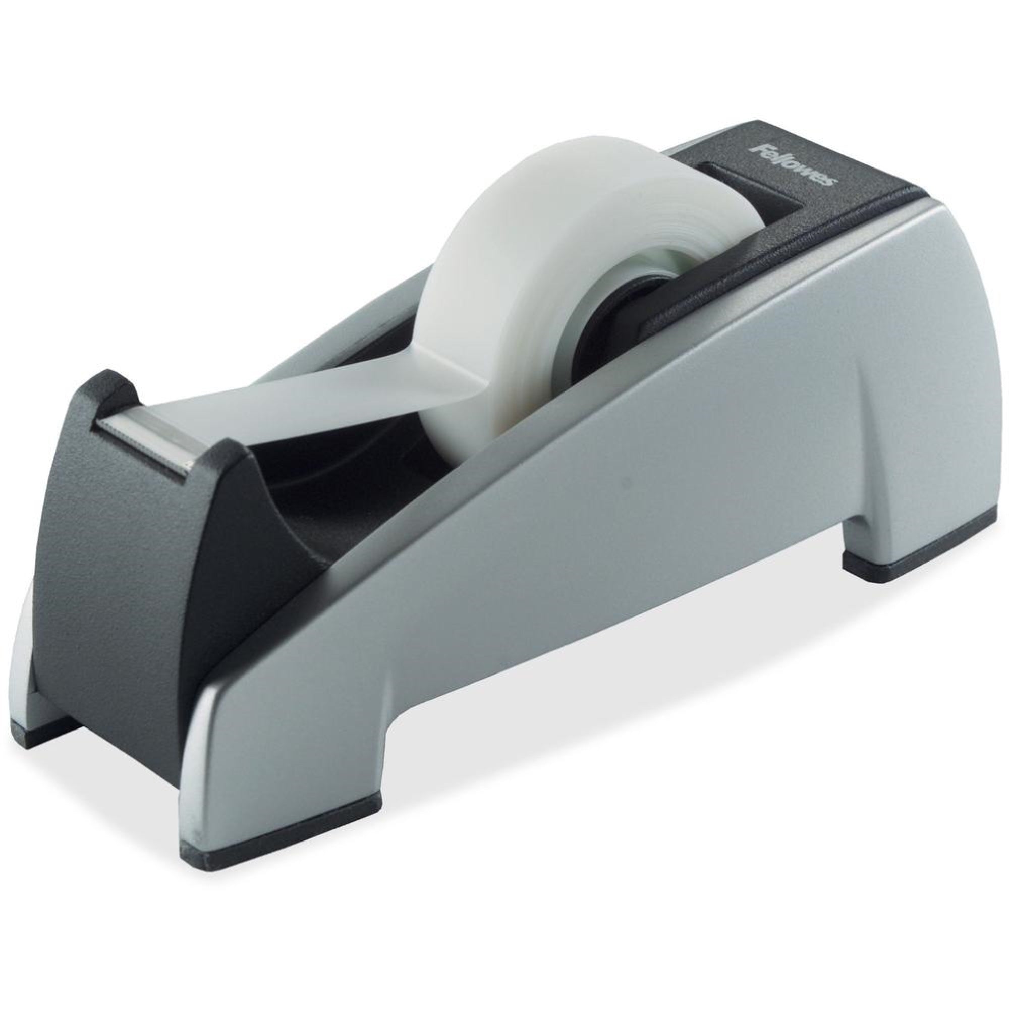 Fellowes Office Suites&Trade; Tape Dispenser - Holds Total 1 Tape(S) - Refillable - Weighted Base - Plastic - Black, Silver - 1