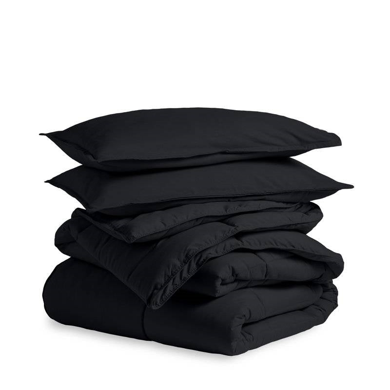 Full/Double size Luxuriously Soft Down Alternative Comforter Set in Black