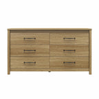 Rustic Farmhouse 6-Drawer Dresser in Natural Wood Finish