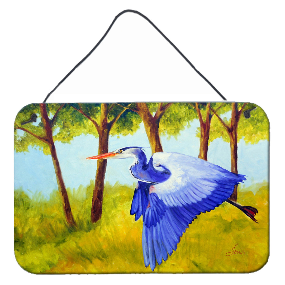 Fyling Heron By Ferris Hotard Wall Or Door Hanging Prints