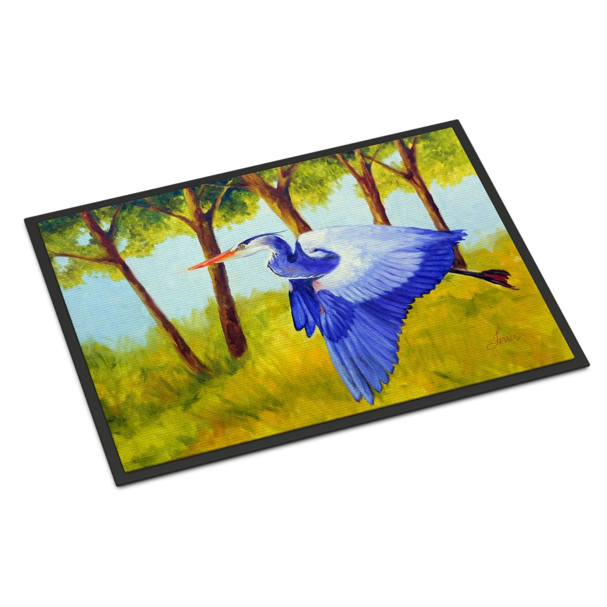 Fyling Heron By Ferris Hotard Indoor Or Outdoor Mat 18X27
