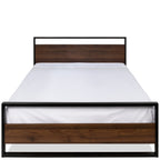 Queen size Farmhouse Metal Wood Platform Bed Frame with Headboard Footboard