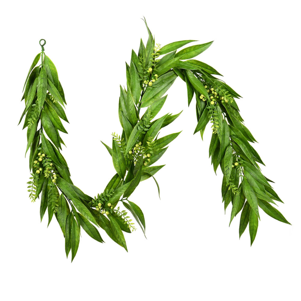 6 Green Willow White Berries Garland