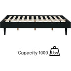 Full size Mid-Century Modern Platform Bed Frame in Black Wood Finish