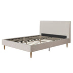Full size Off-White Ivory Cream Upholstered Platform Bed Frame with Headboard