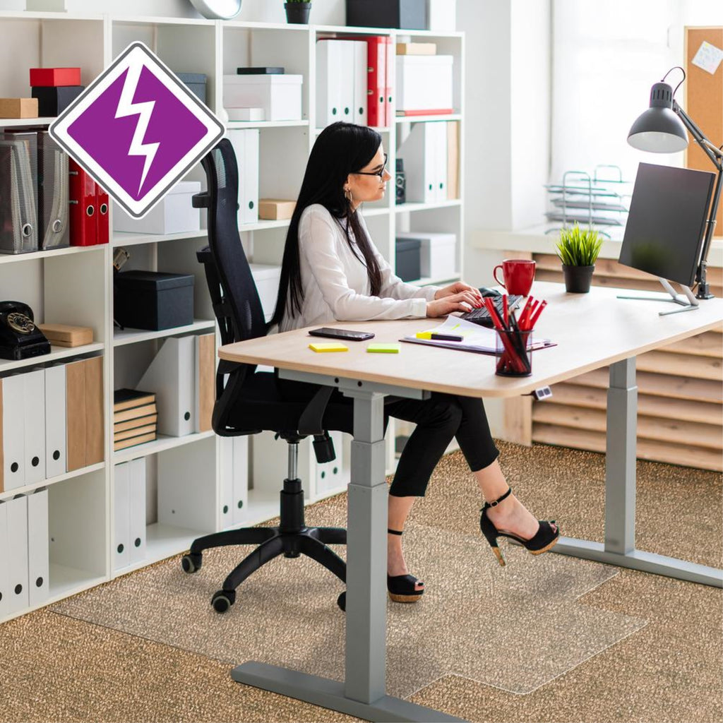 Floortex Computex Anti-Static Vinyl Lipped Chair Mat for Carpets up to 3/8" - 45" x 53"