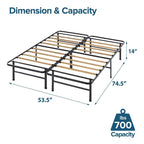 Full size Metal Bed Frame with Bamboo Wood Slats