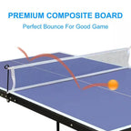 Folding 54-inch Blue Ping Pong Table Tennis Table Set with Net 2 and Paddles