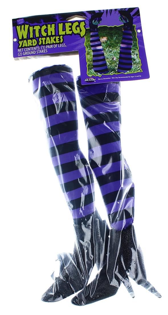 Witch Legs Yard Stakes Purple/Black Halloween Dcor