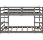 Full over Full Modern Low Profile Bunk Bed in Grey Wood Finish