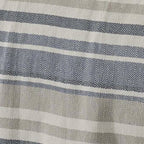 Full/Queen size Navy Blue Tan Cream Chevron Stripe Lightweight Cotton Blanket