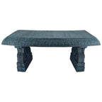 Black Fiber-Clay Resin Outdoor Garden Bench in Stone Finish
