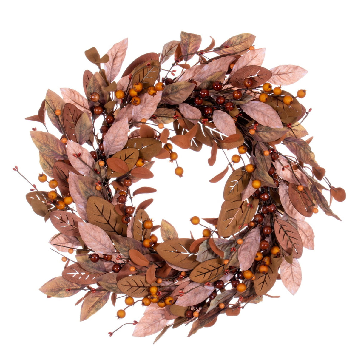 22 Inch  Green Brown Leaf Wreath