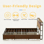 Full size Platform Bed with Headboard and Storage Drawers in Brown Wood Finish