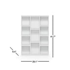 Modern 42-inch High Bookcase with 11-Cube Open Shelves in White Wood Finish