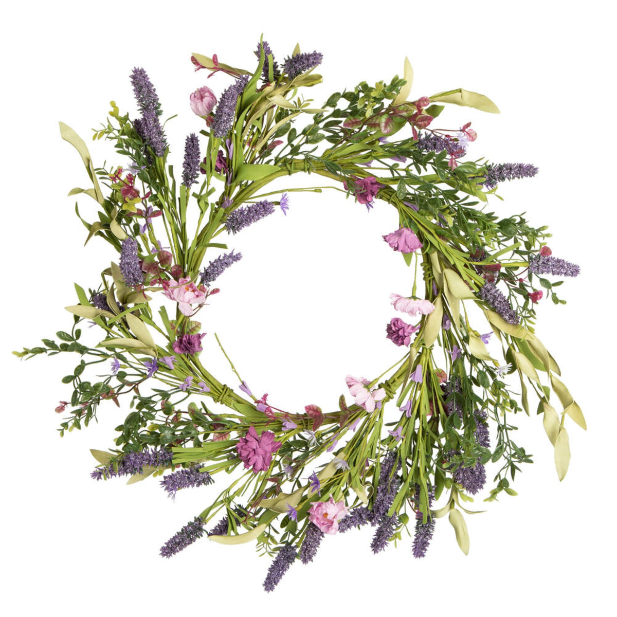 Vickerman 24 Inch  Artificial Purple Lilac Wild Flower Wreath.