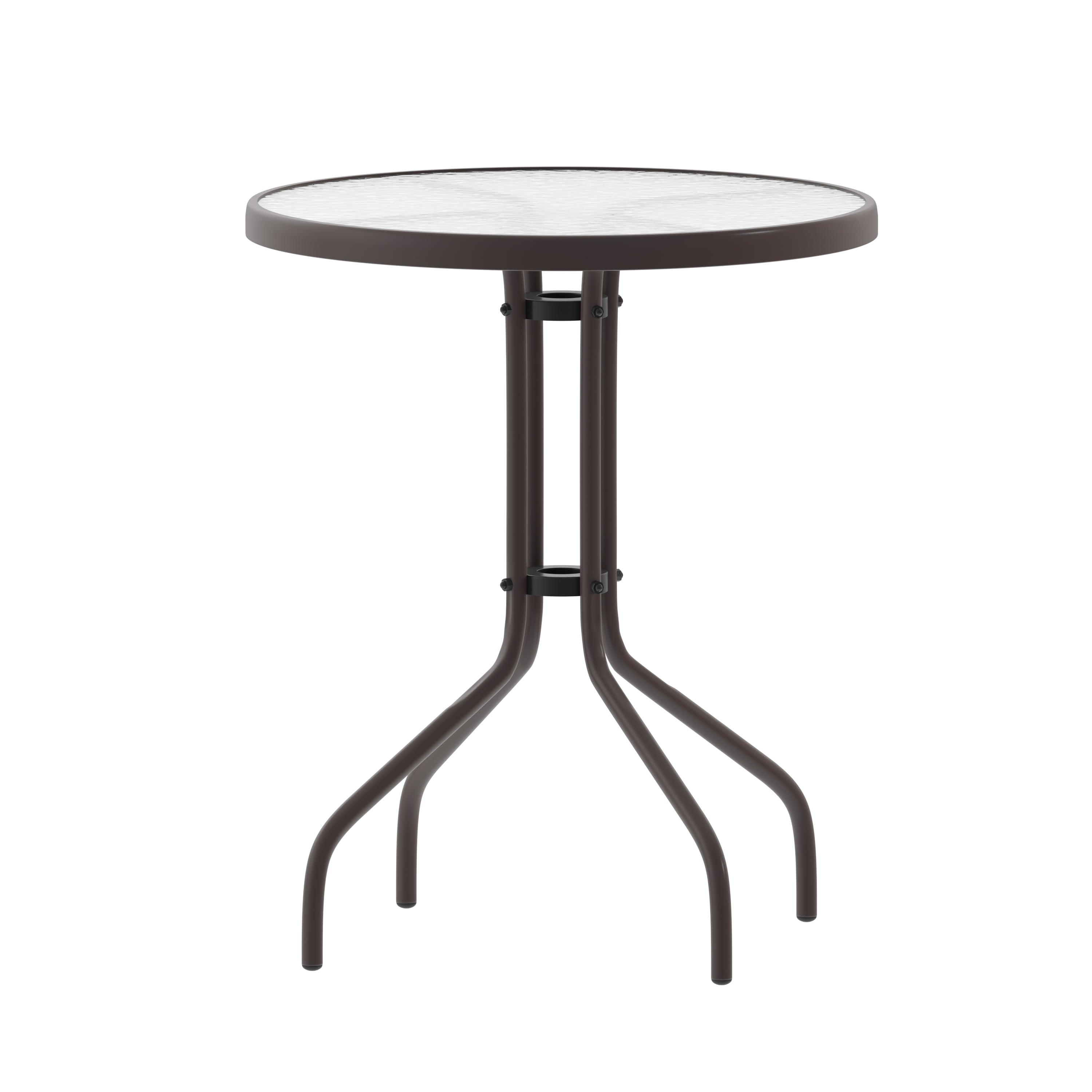 Flash Furniture Bellamy 23.75 Bronze Round Tempered Glass Metal Table