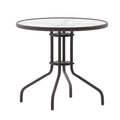Flash Furniture Bellamy 31.5 Bronze Round Tempered Glass Metal Table