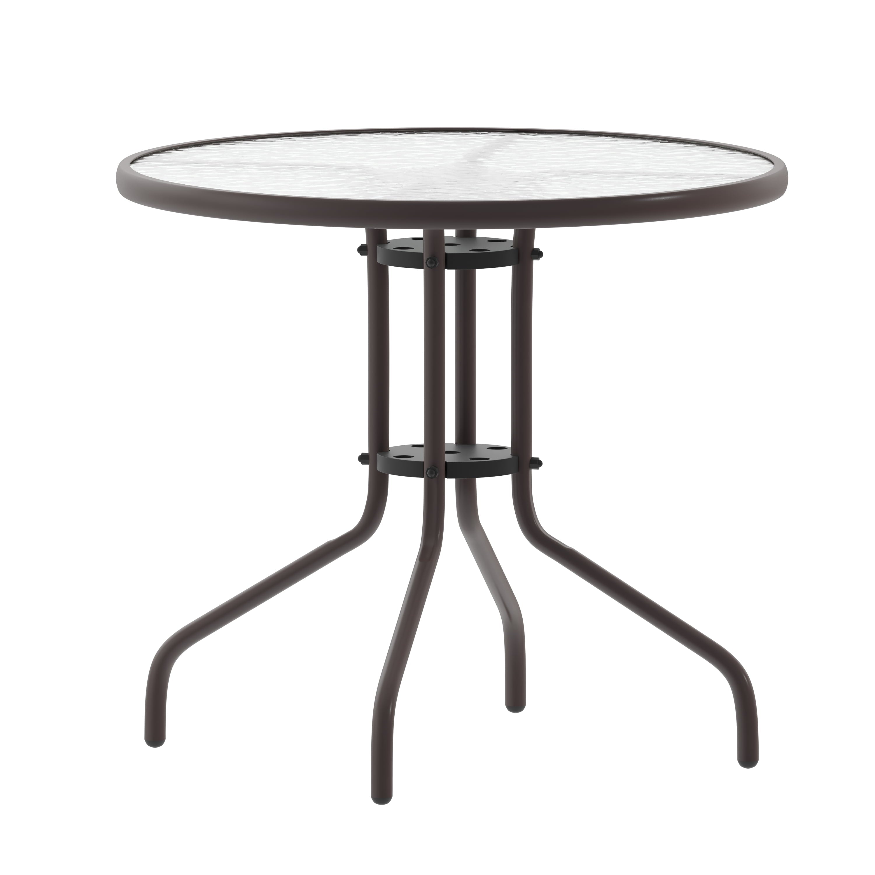 Flash Furniture Bellamy 31.5 Bronze Round Tempered Glass Metal Table