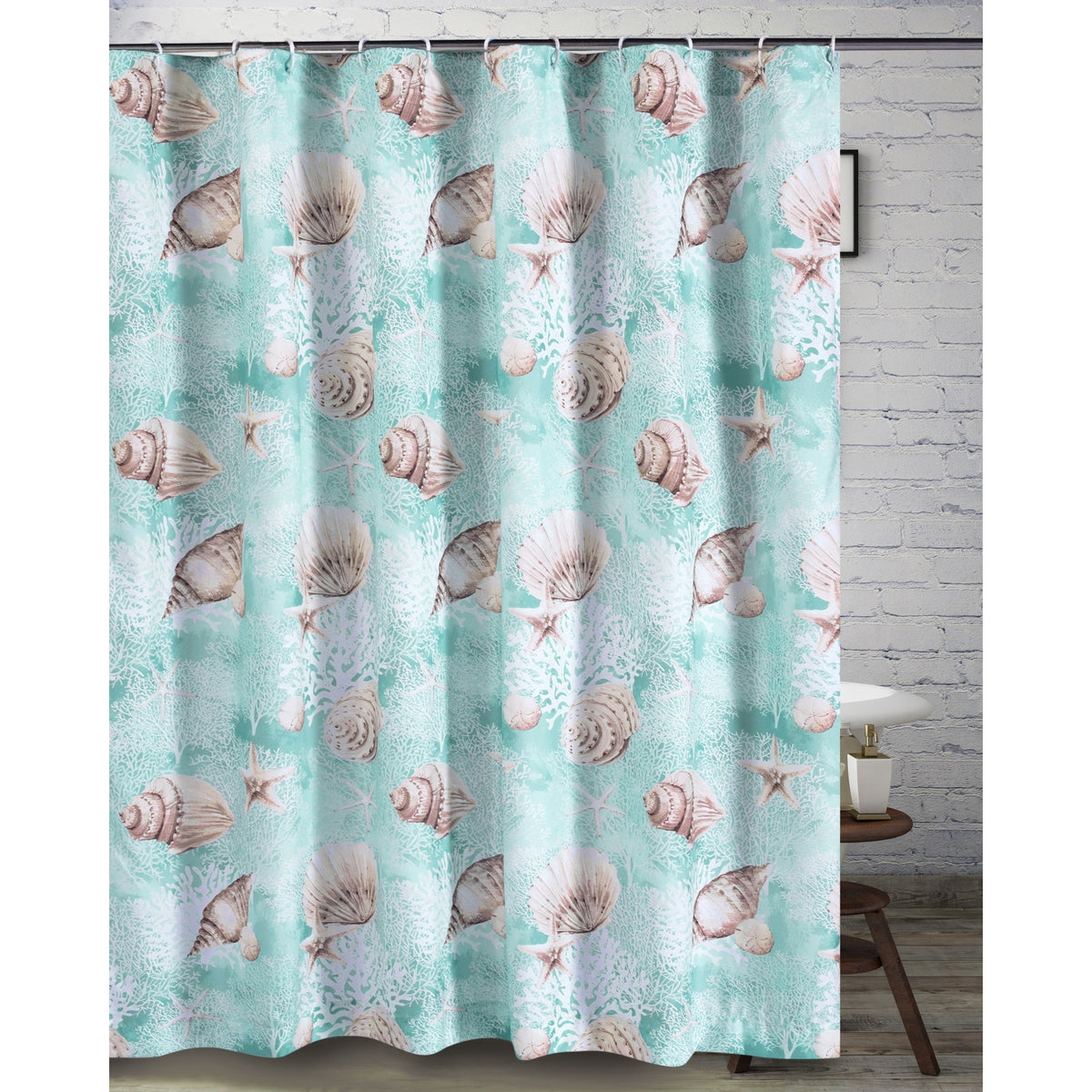 Barefoot Bungalow, Ocean Bath Shower Curtain, Turquoise