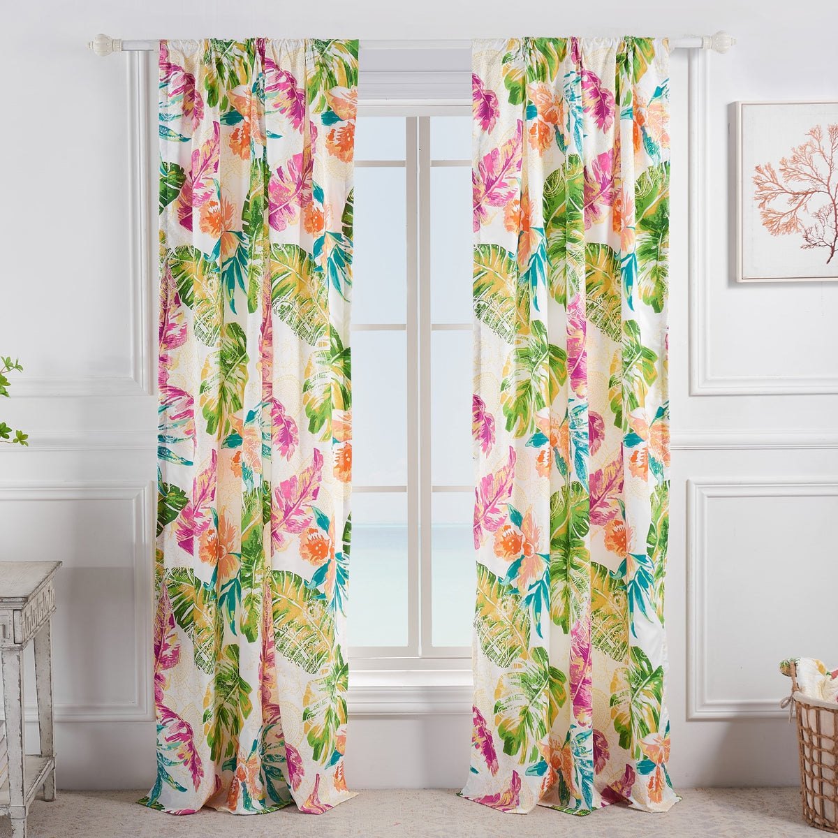 Tropics Coral, Window Panel Pair