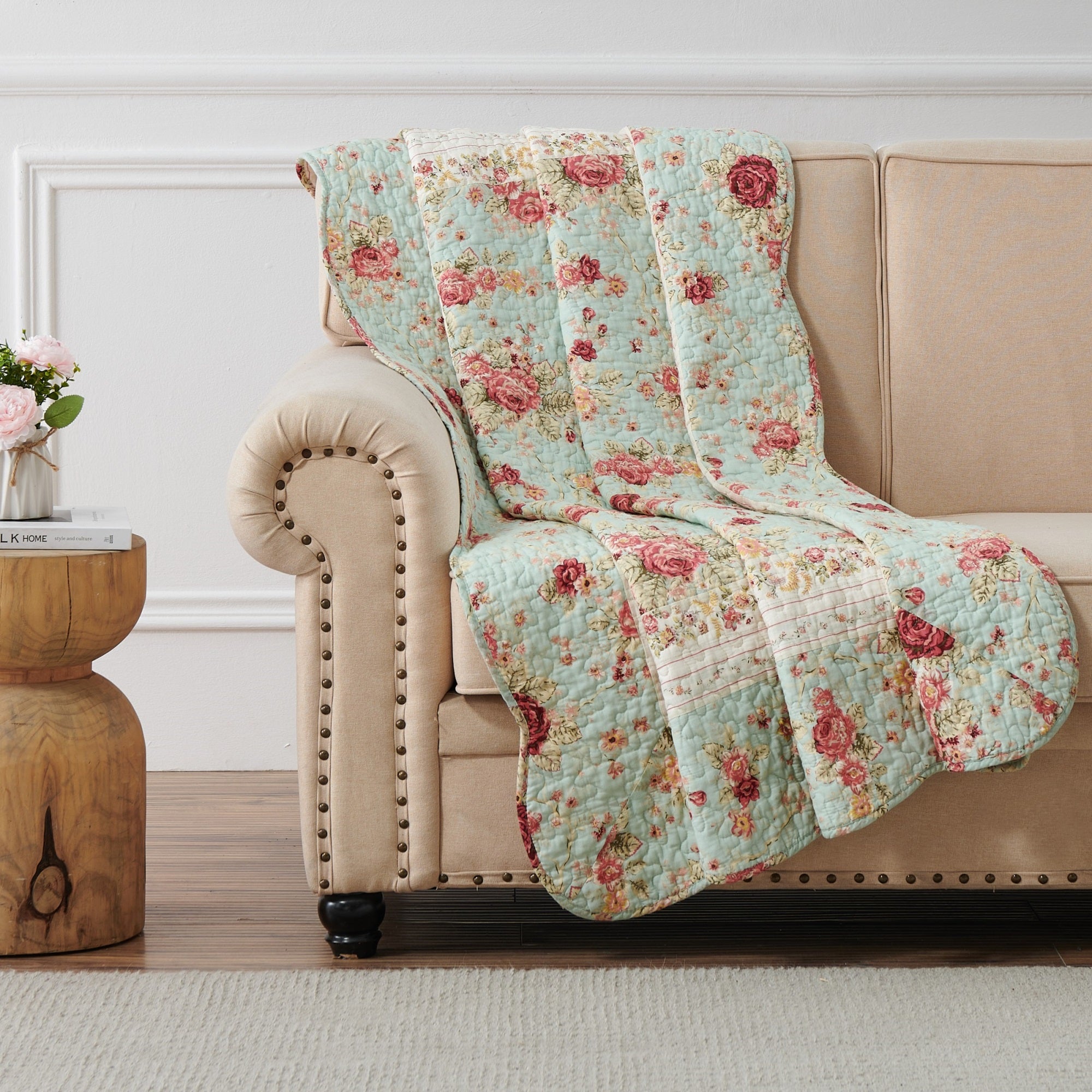 Antique Rose Blue Accessory Throw