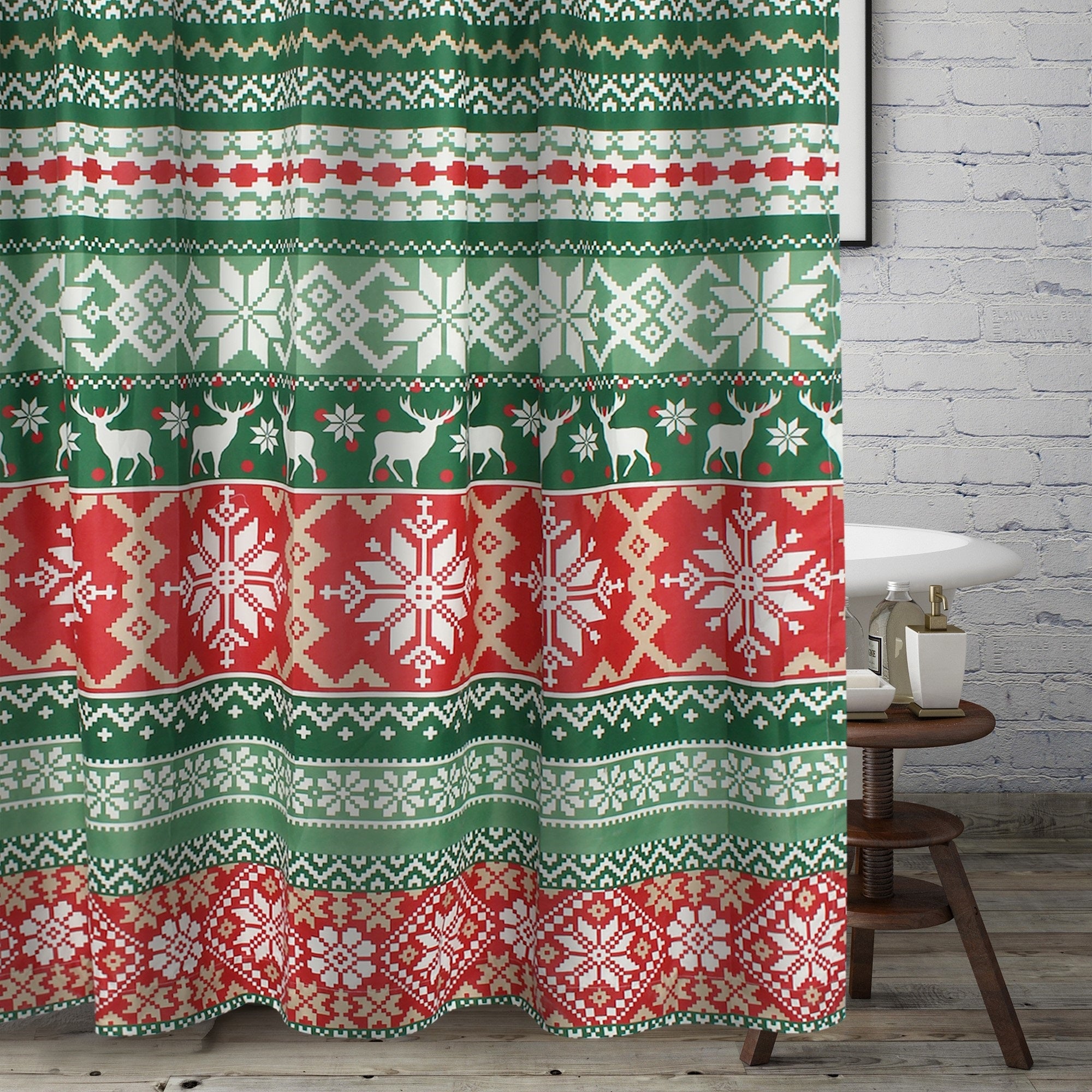 Fair Isle Red Bath Shower Curtain
