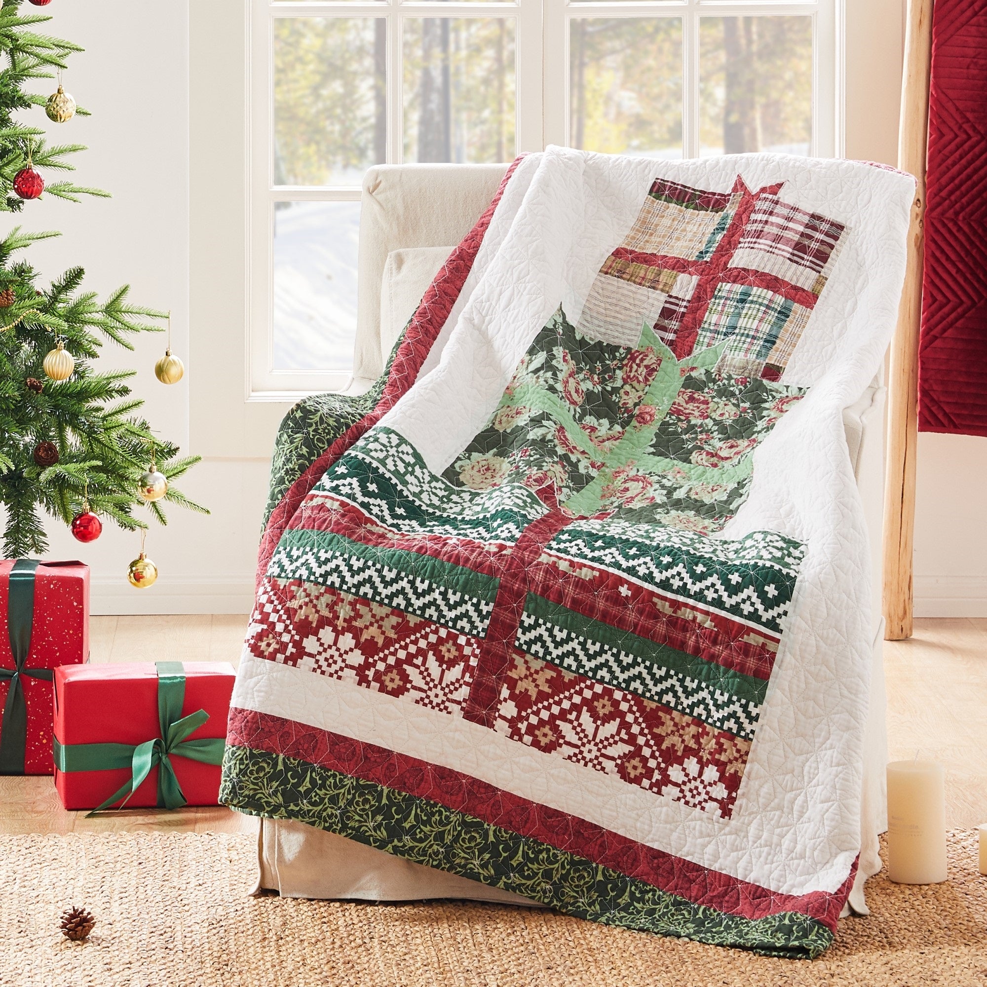 Festive Presents Red Accessory Throw