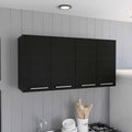 TUHOME Kitchen Cabinet 120,Racks, Four Doors, Two Cabinets, Two Shelves, Black, For Kitchen Room