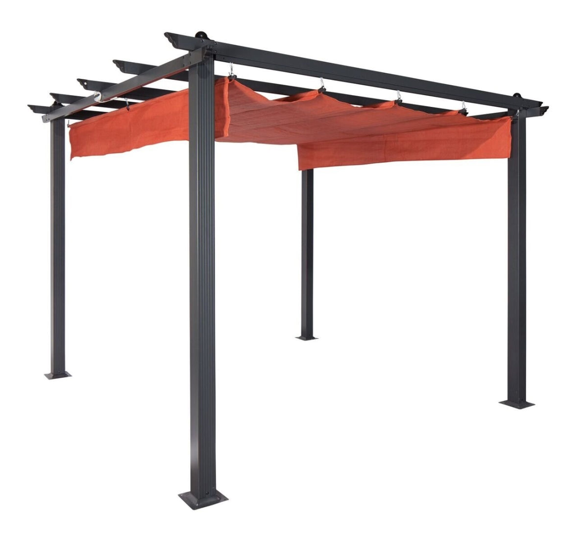 Coolaroo 454609 9 Ft. 8 In. X 9 Ft. 8 In. Aurora Aluminum Pergola With Canopy Shades  Terracotta