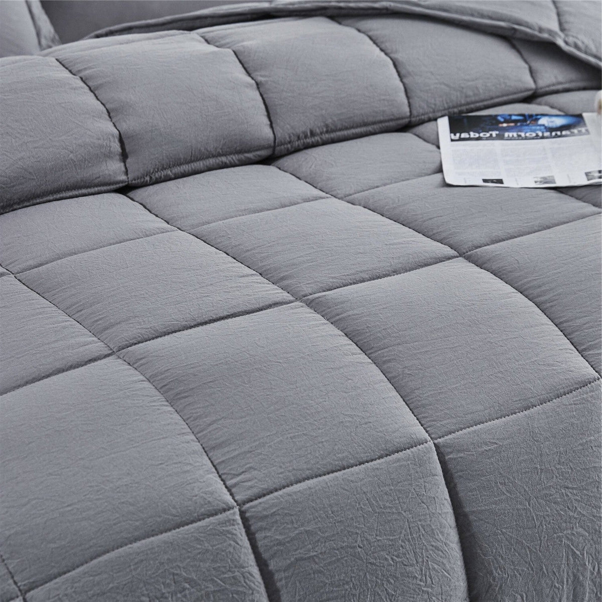 Queen Size Grey 3 Piece Microfiber Reversible Comforter Set