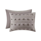 King/Cal King 3-Piece Grey Microfiber Comforter Set with Decorative Pompoms