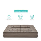 Sturdy Cedar Wood Kids Outdoor Sandbox with Benches in Grey Finish