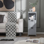 Modern Farmhouse 2-Drawer Bathroom Floor Cabinet with Shelf in Grey Wood Finish