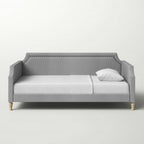 Twin size Grey Polyester Fabric Upholstered Daybed with Nailhead Trim