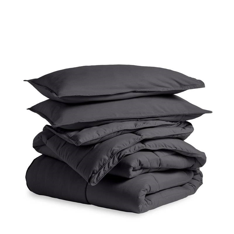 Full/Double Size All Season Super Soft Down Alternative Comforter Set Grey