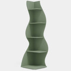 Modern Whimsical 5 Shelf Corner Bookcase in Green Wood Finish