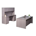 Boss Office Products 66 Inch Executive Office Suite With 2 Box/Box/File Storage Pedestals, Credenza And 4 Door Hutch, Driftwood