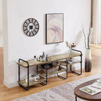 Modern Gray Wood and Metal Entertainment Center TV Stand for TV up to 65-inch
