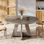 Modern Kitchen 4-Person Circular Dining Table in Grey Wood Finish