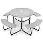 Grey All Weather 8 Seater Picnic Table Umbrella Hole