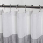 72-inch Grey White Striped Luxurious Textured Polyester Fabric Shower Curtain