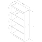 Modern Four Shelf Bookcase in Grey Oak Wood Finish