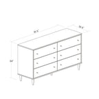 Farmhouse Rustic Walnut Mid Century 6 Drawer Dresser