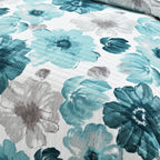 King size Blue Grey Flowers Lightweight Polyester Microfiber Quilt Set